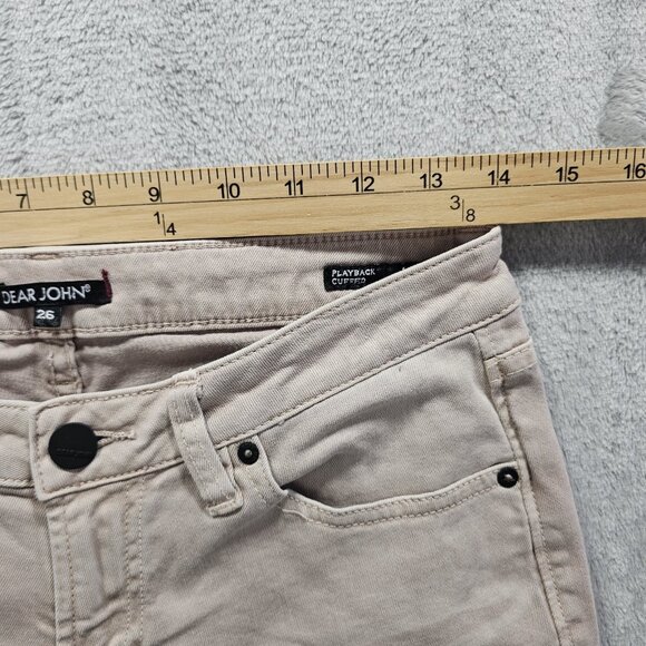 Dear John Jeans Womens Sz 26 Beige Playback Cuffed Cropped Straight Stretch - Picture 8 of 11